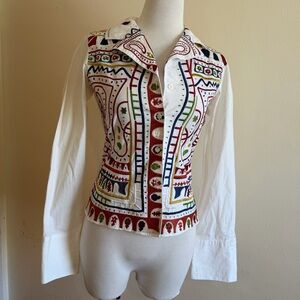NaraCamicie Embroidered Button Down Blouse